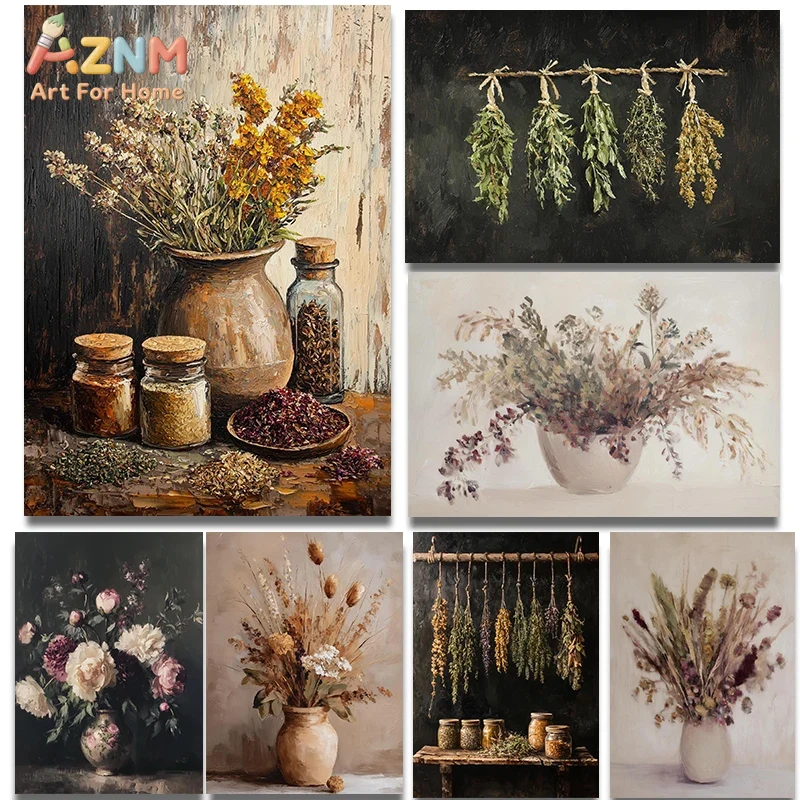 Dried Herbs - AZNM Vintage Dried Flower Herb Canvas