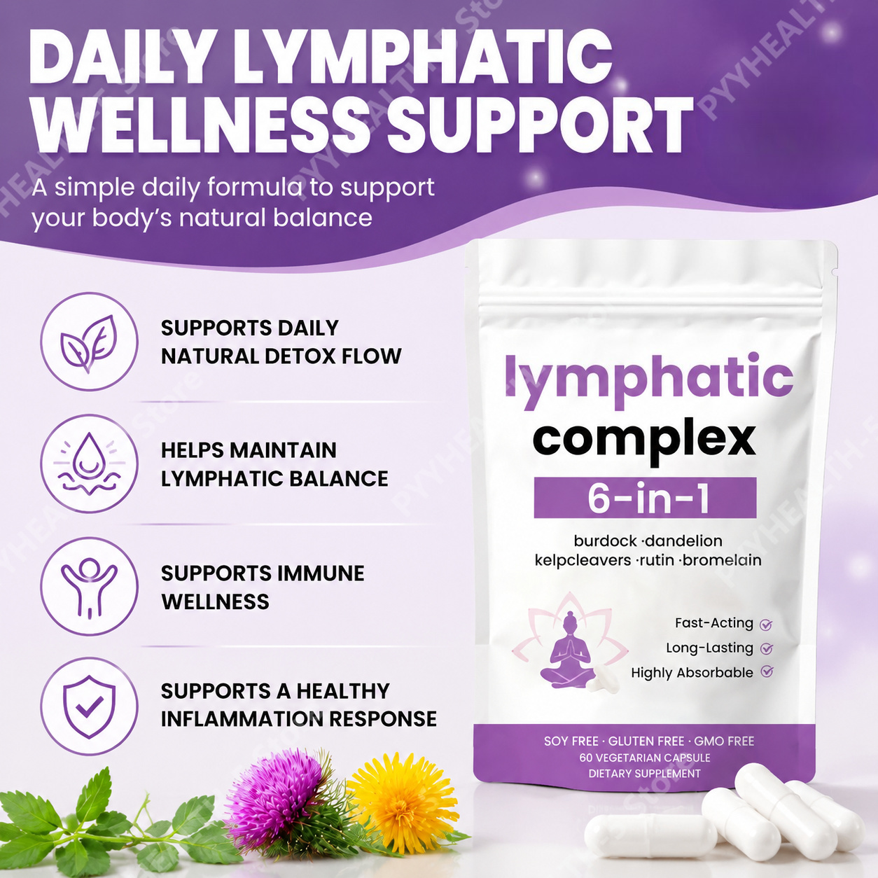 6‑in‑1 Lymphatic Complex Capsu - Herbal Supplement review and price